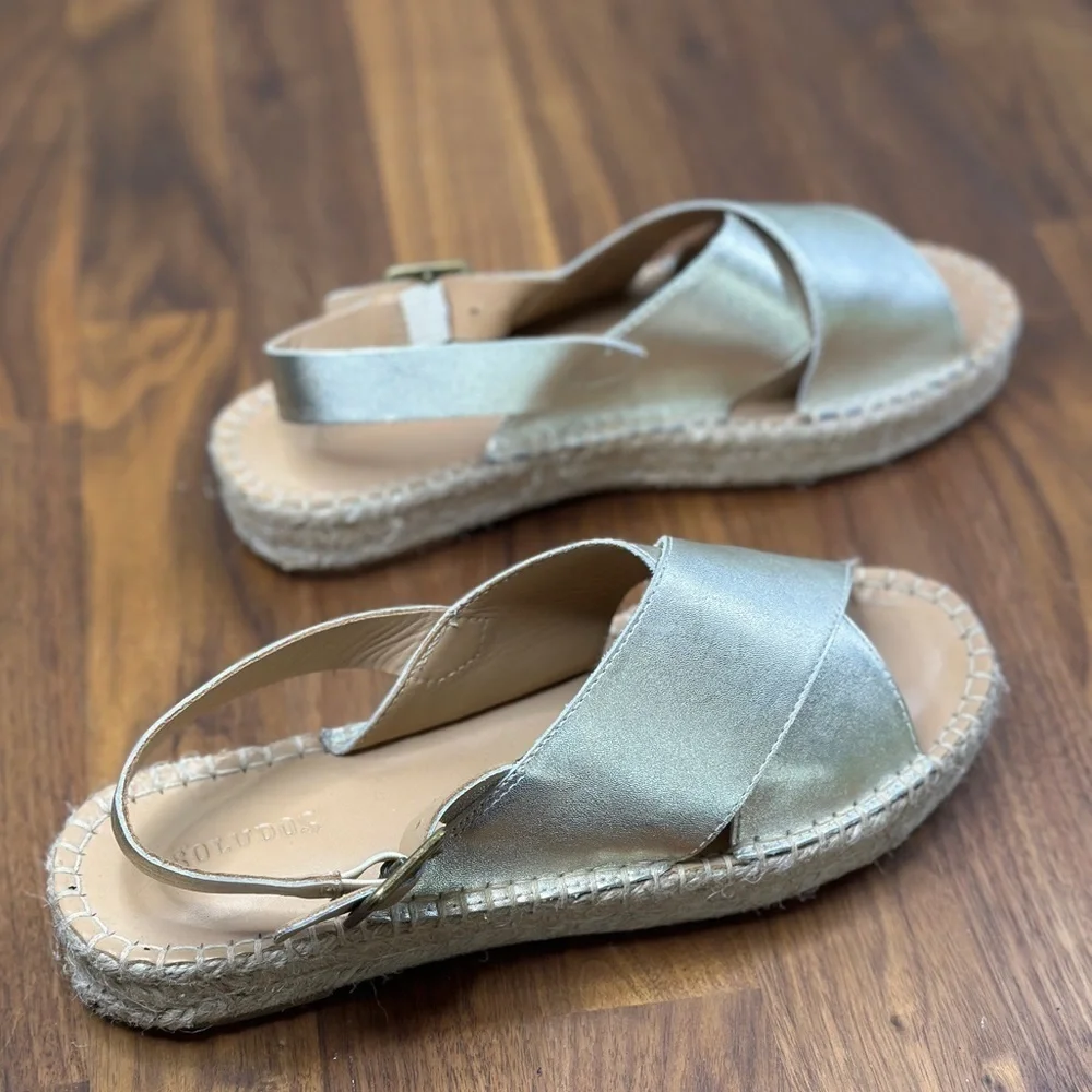Soludos Eloise Espadrille Sandals Platinum (Gold) 7.5 NWOB